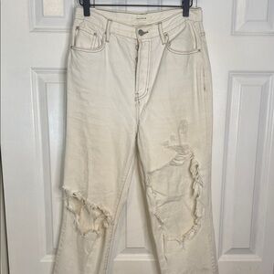 PacSun Cream Distressed Women’s Dad Jeans